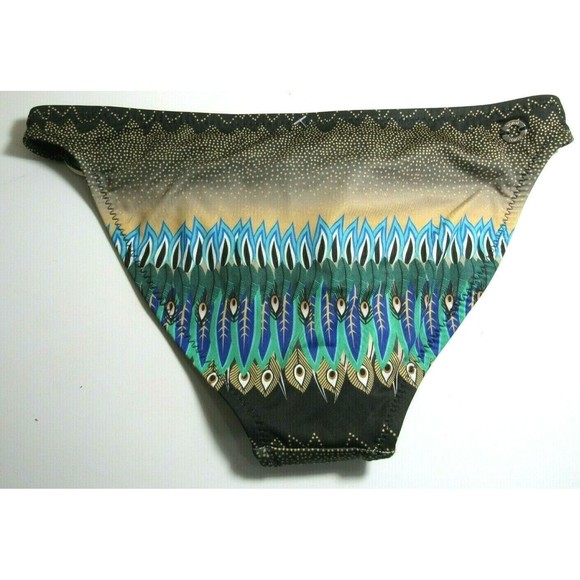Koral Multicolored Feather Metal Ring Bikini Swim Suit Bottom Size Medium NWT - Picture 2 of 5